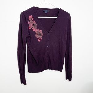 Gap purple floral detail button up